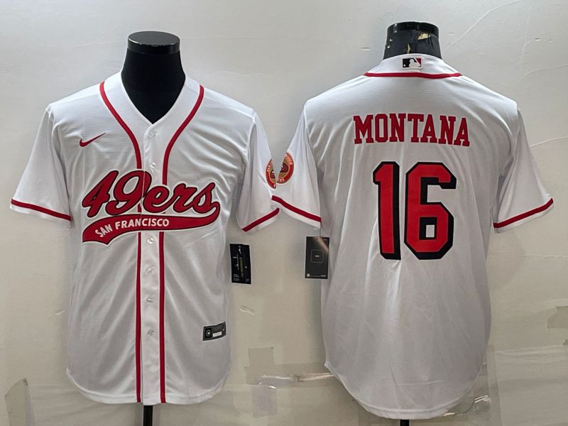 Men San Francisco 49ers 16 Montana White 2022 Nike Co branded NFL Jersey